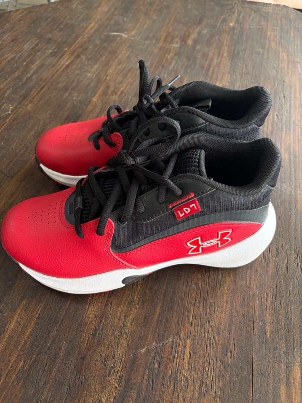 Under Armour Kids Red and Black Athletic Sneakers